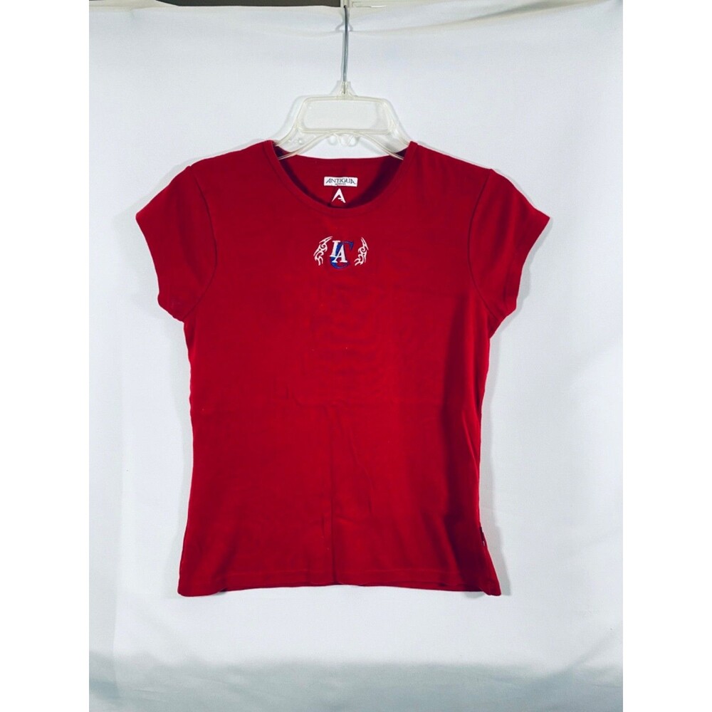 Antigua Los Angeles Clippers Women's Medium Red Fitted T Shirt NBA Short Sleeve